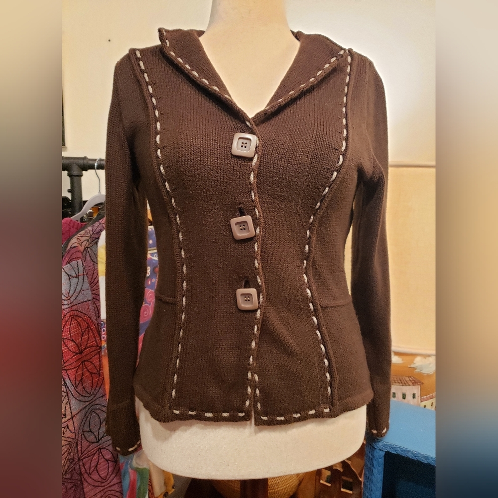 Putortì Brown Cotton Knit Cardigan